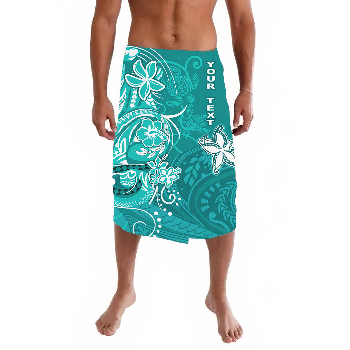 Custom Personalised Lavalava Polynesia Turquoise Sea Turtle Honu and Map LT13 - Wonder Print Shop