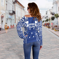 Gambier Islands Tribal Tattoo Women Off Shoulder Sweater LT12 - Wonder Print Shop