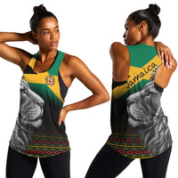 Jamaica Lion Women Racerback Tank Jamaican Pattern Version Black LT13 - Wonder Print Shop
