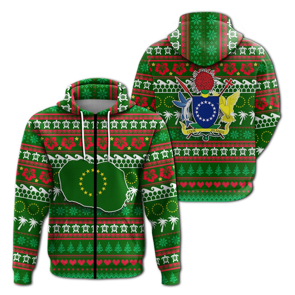 Cook Islands Christmas Zip Hoodie Ugly Christmas LT12 - Wonder Print Shop