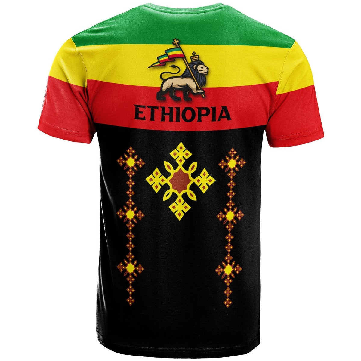 Ethiopia Cross With Flag T Shirt LT12 - Wonder Print Shop