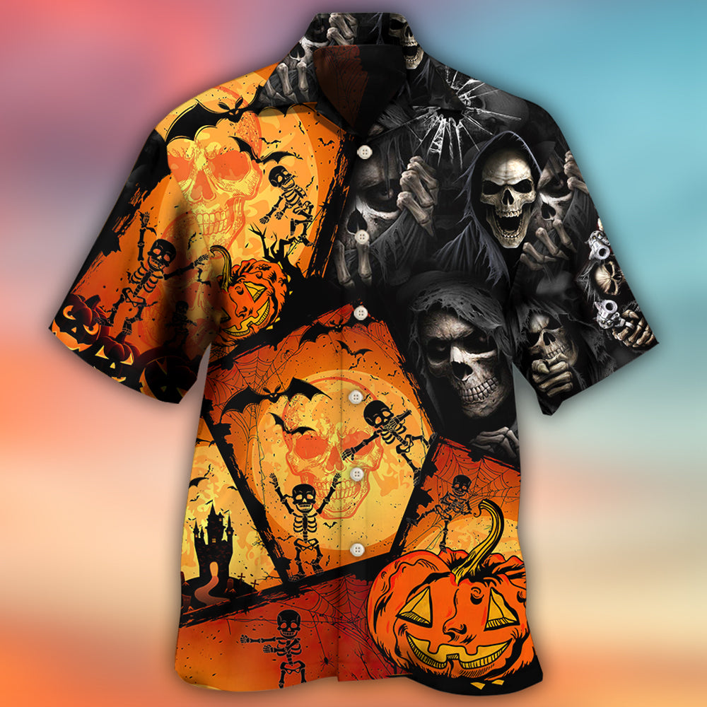 Halloween Skull Pumpkin Scary Hawaiian Shirt - Wonder Print Shop