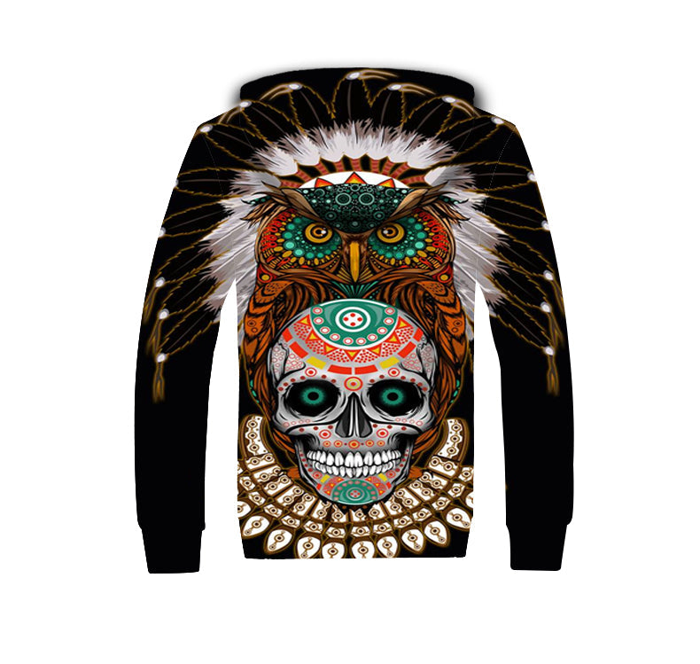 Native American Warrior Of Indian Skull 3D Fleece Hoodie LT10 - Wonder Print Shop