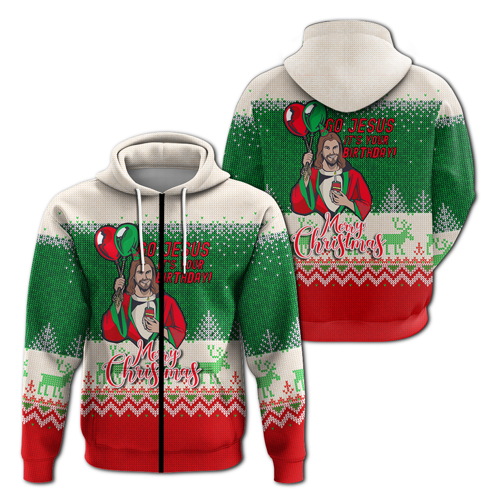 Christmas Go Jesus Its Your Birthday Ugly Pattern Hoodie LT12 - Wonder Print Shop
