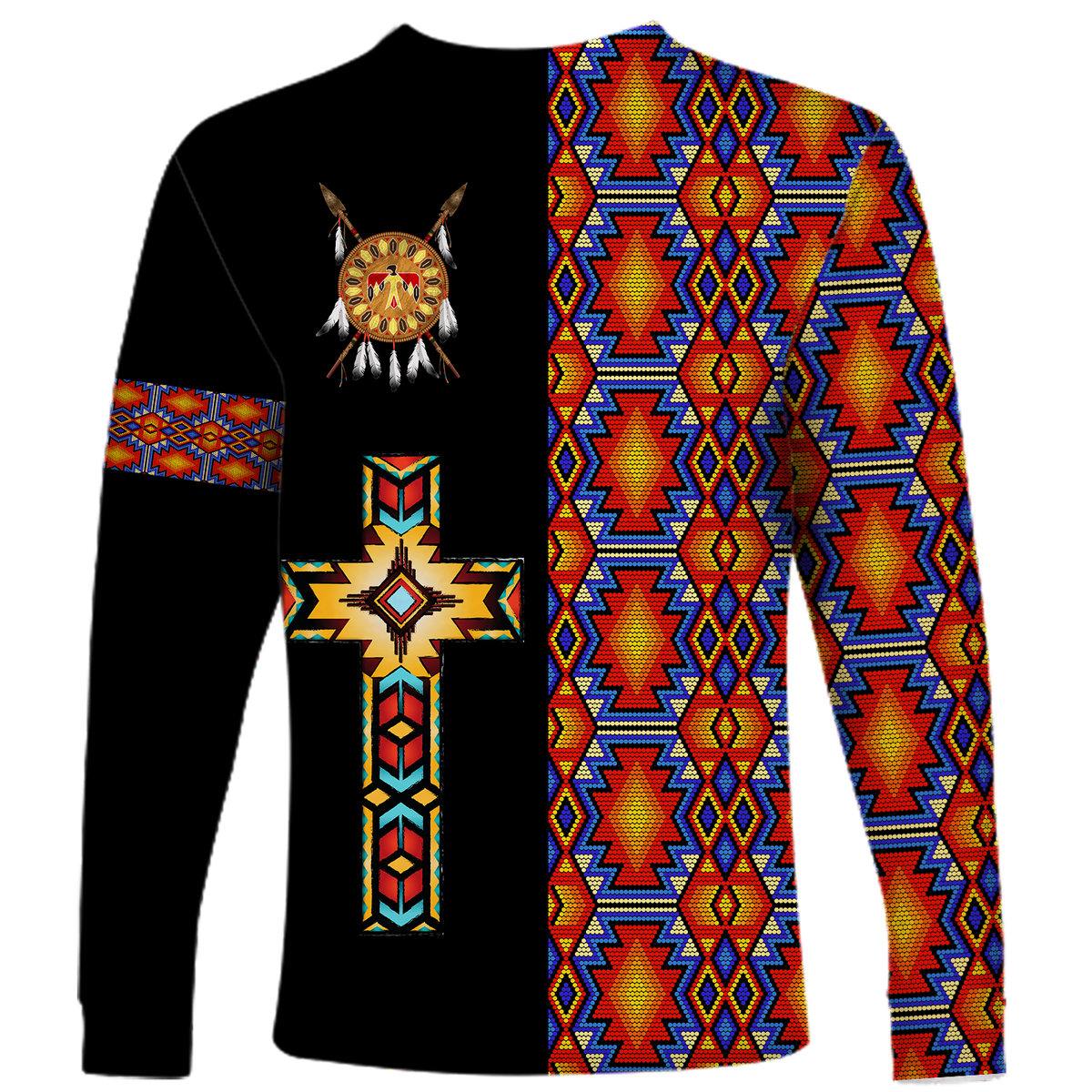 Native American Navajo Cross Heritage Long Sleeve Shirt LT12 - Wonder Print Shop