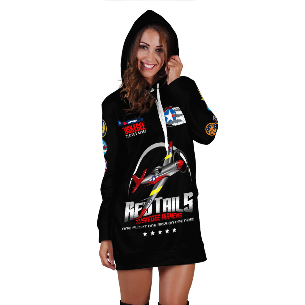 (Custom Personalied) Tuskegee Airmens Red Tails African American Heros Hoodie Dress - LT2 - Wonder Print Shop