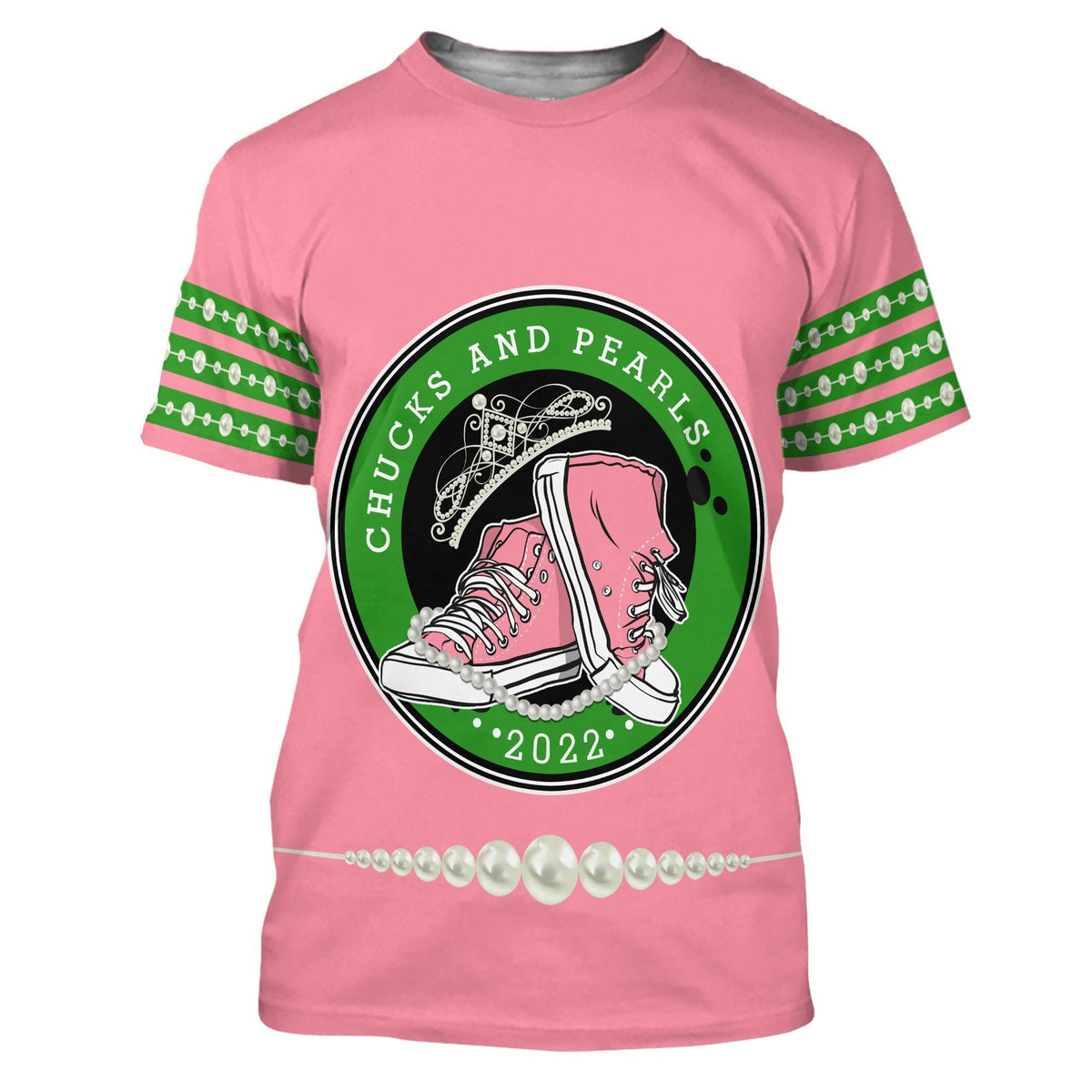 African T Shirt Chucks and Pearls 2022 Pink and Green T Shirt - Wonder Print Shop