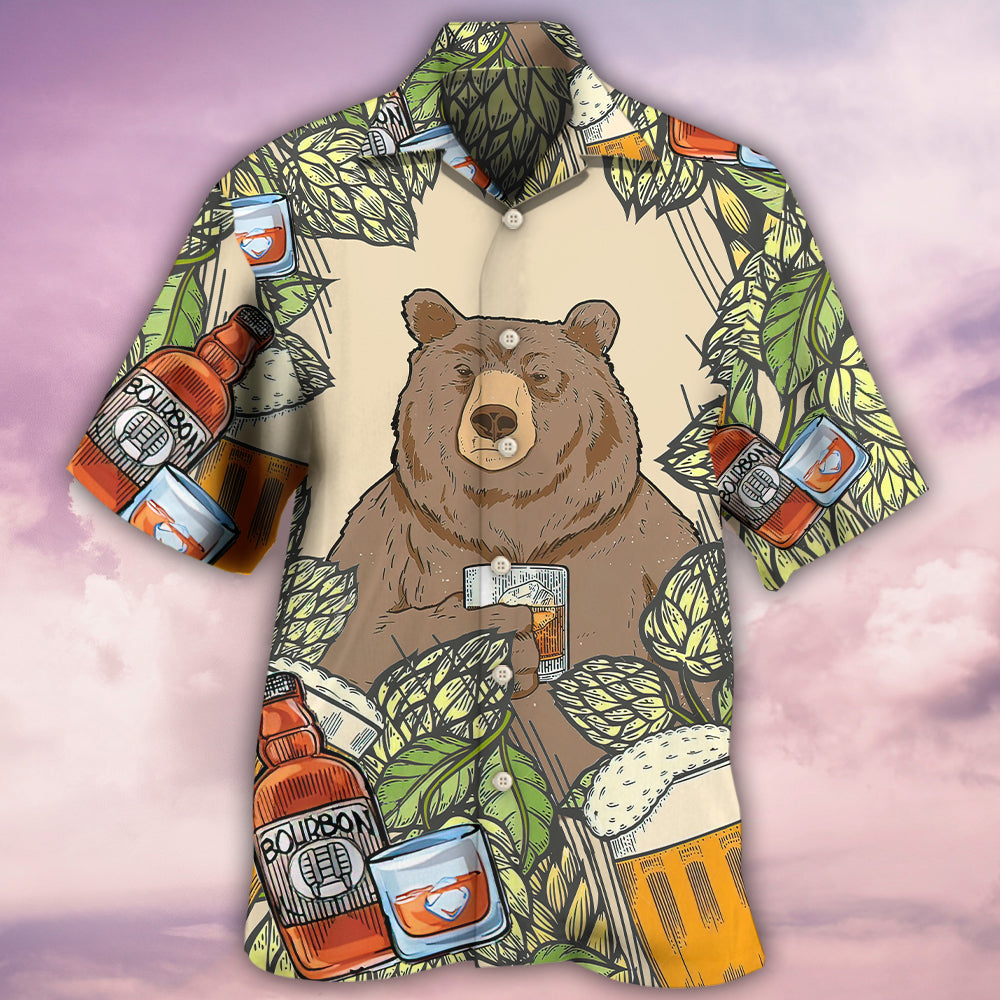 Bear I Drink Bourbon Hawaiian Shirt - Wonder Print Shop