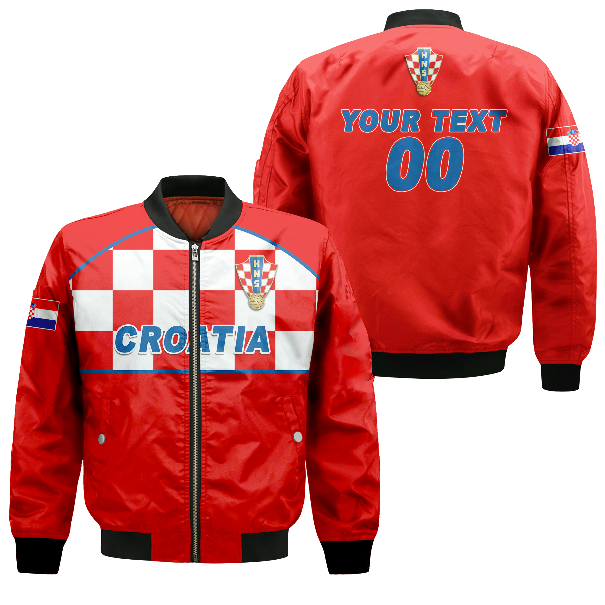 (Custom Personalised) Croatia Football 2022 Checkerboard Bomber Jacket 
