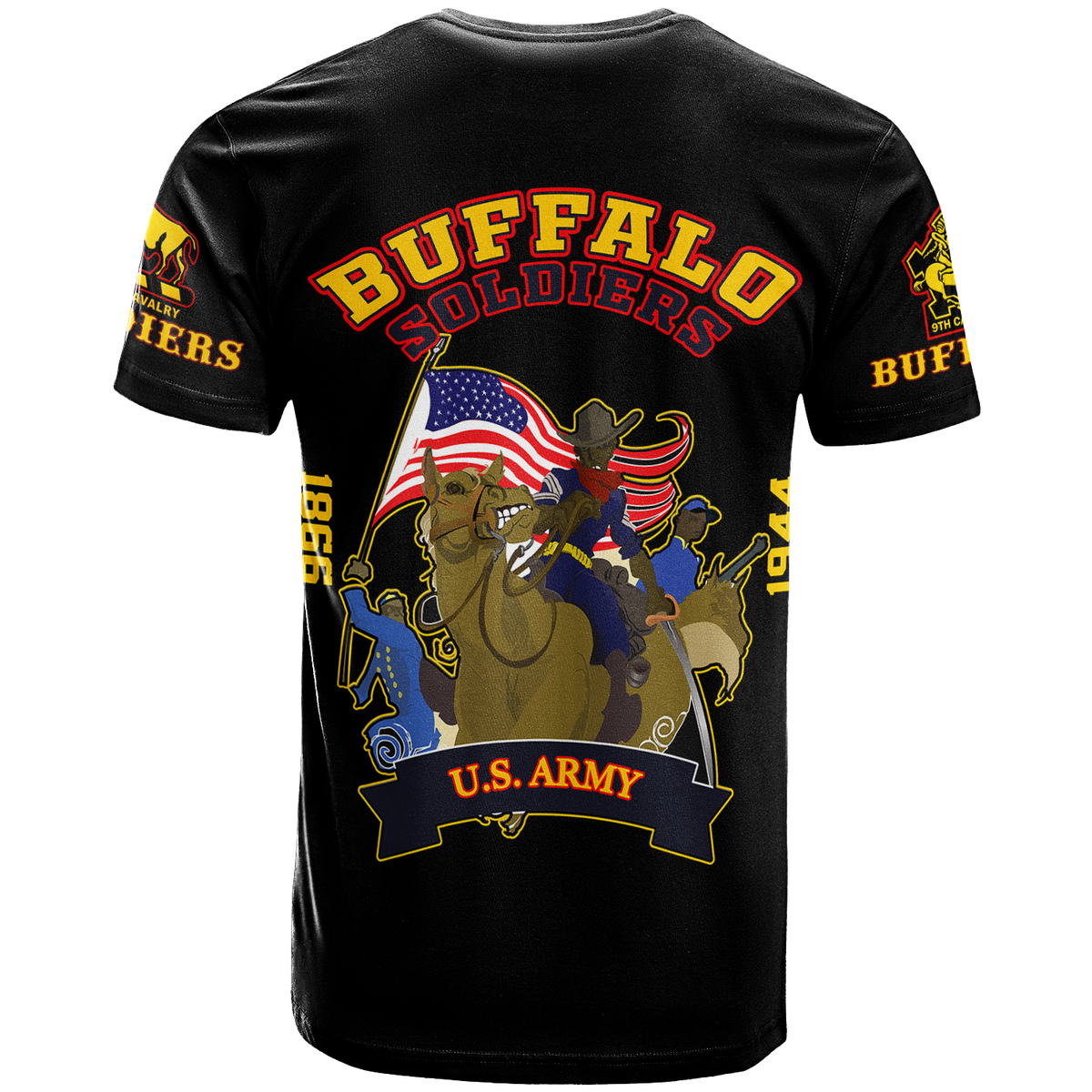 Big Boy Buffalo Soldiers T Shirt Black LT12 - Wonder Print Shop