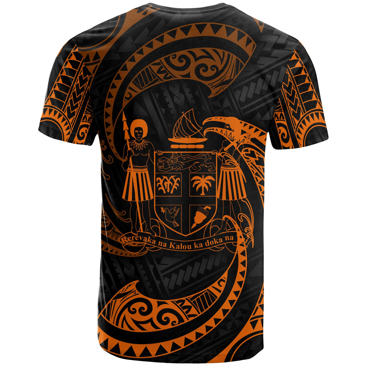 Fiji Polynesian T Shirt Orange Tribal Wave - Wonder Print Shop