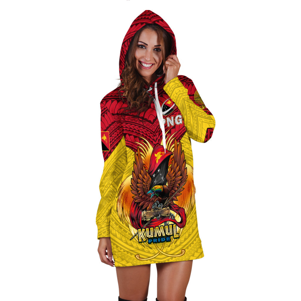 Custom Personalised Papua New Guinea Rugby Kumul Pride Hoodie Dress LT2 - Wonder Print Shop