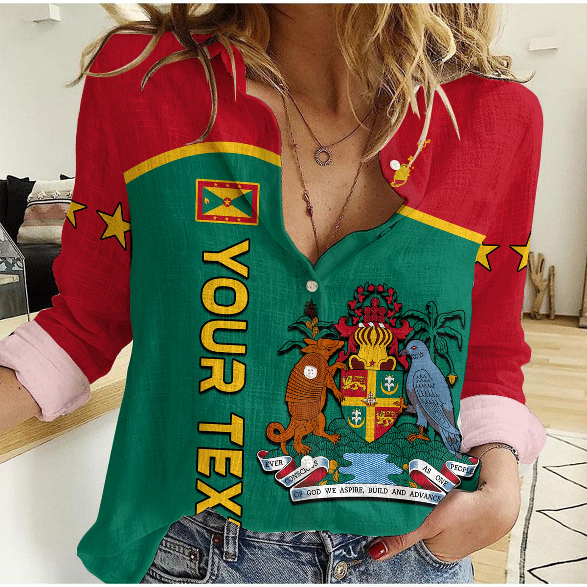 (Custom Personalised) Grenada Women Casual Shirt Coat of Arms and Map Impressive LT13 - Wonder Print Shop