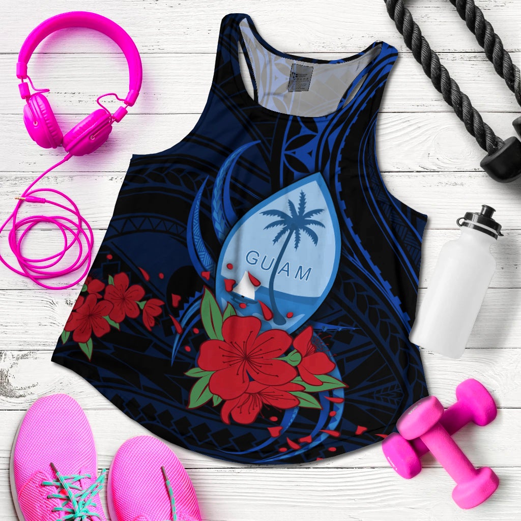 Guam Women Racerback Tank Polynesian Flowers LT13 - Wonder Print Shop