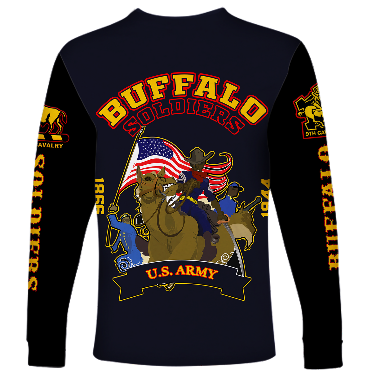 Big Boy Buffalo Soldiers Long Sleeve Shirt Black LT12 - Wonder Print Shop