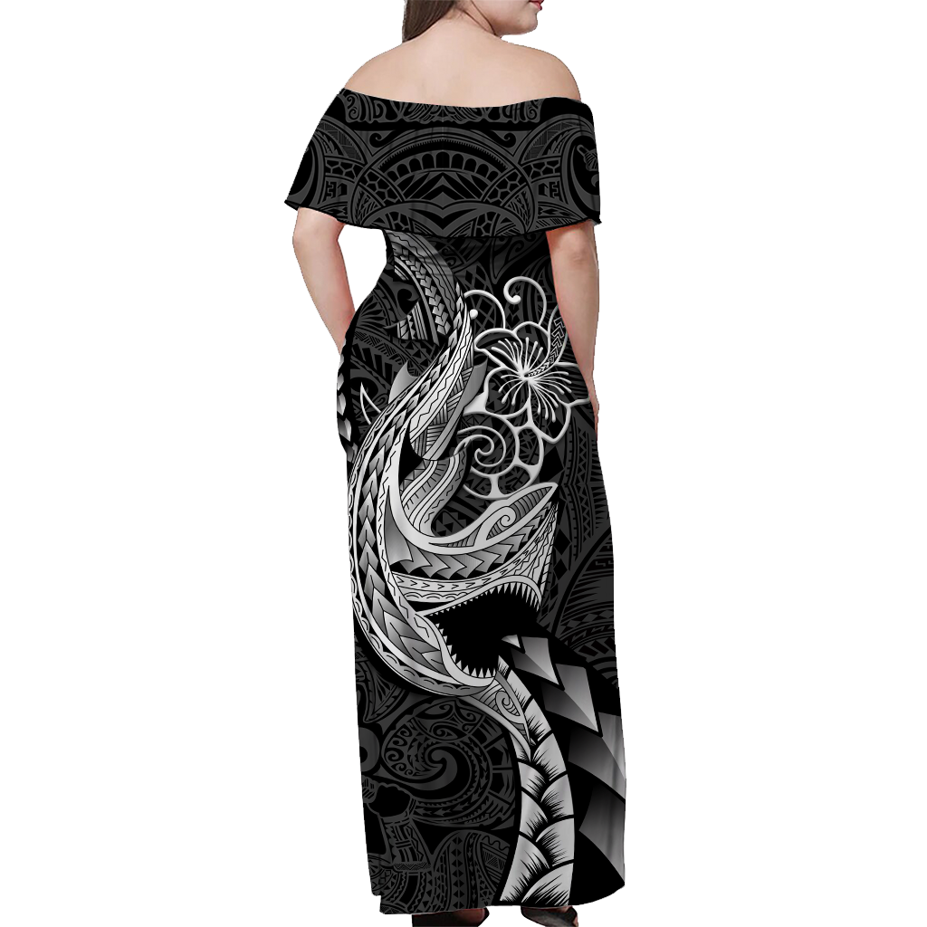 polynesian-shark-tattoo-hawaii-tribal-off-shoulder-long-dress