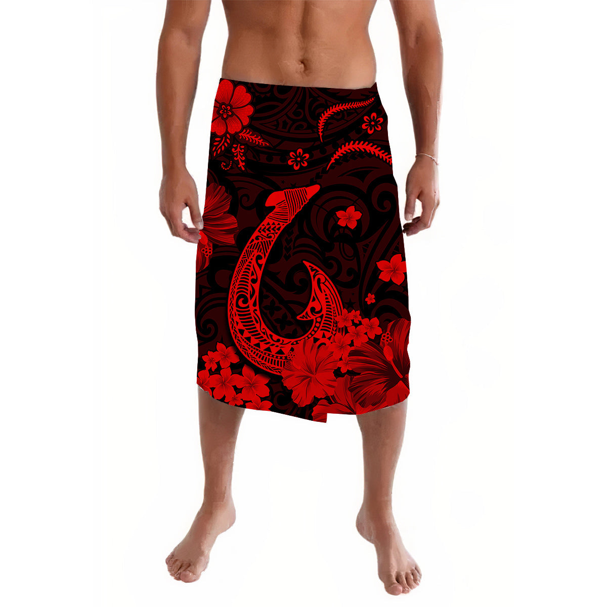 Hawaii Lavalava Polynesia Red Fish Hook LT13 - Wonder Print Shop