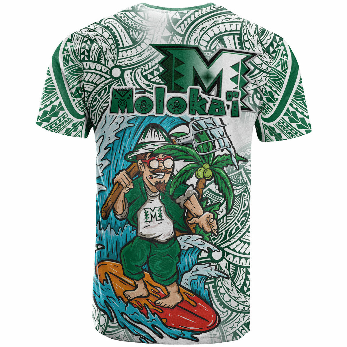 Custom Hawaii T Shirt Molokai High School Surfing Farmer With Polynesian Tribal Patterns LT10 - Wonder Print Shop