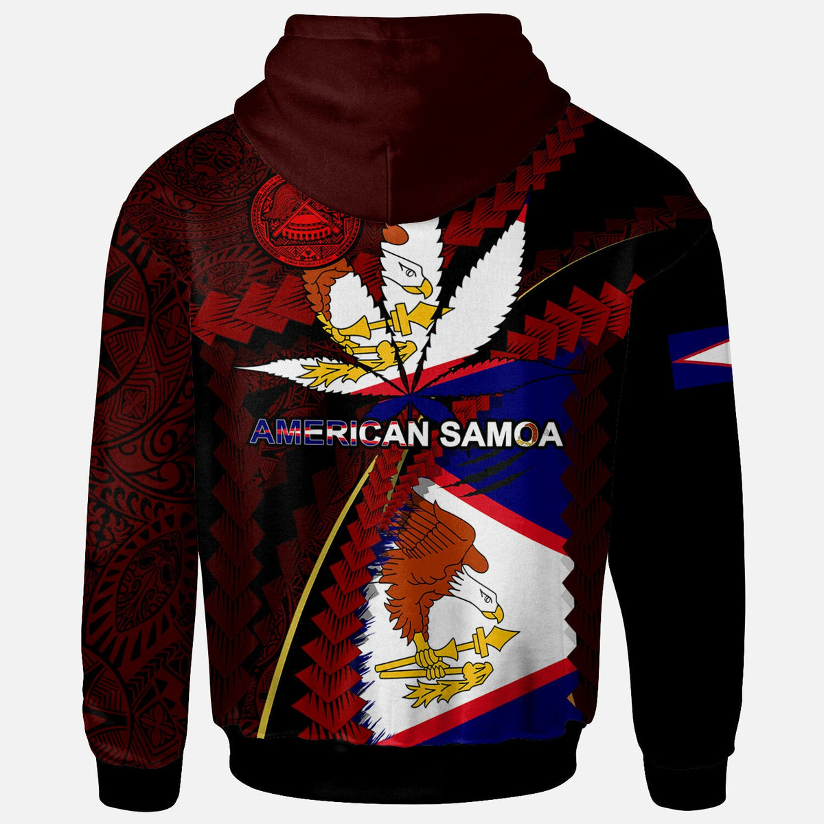American Samoa Hoodie American Samoa Independence Day With State Flag And Marijuana Leaf Polynesian Style LT10 - Wonder Print Shop