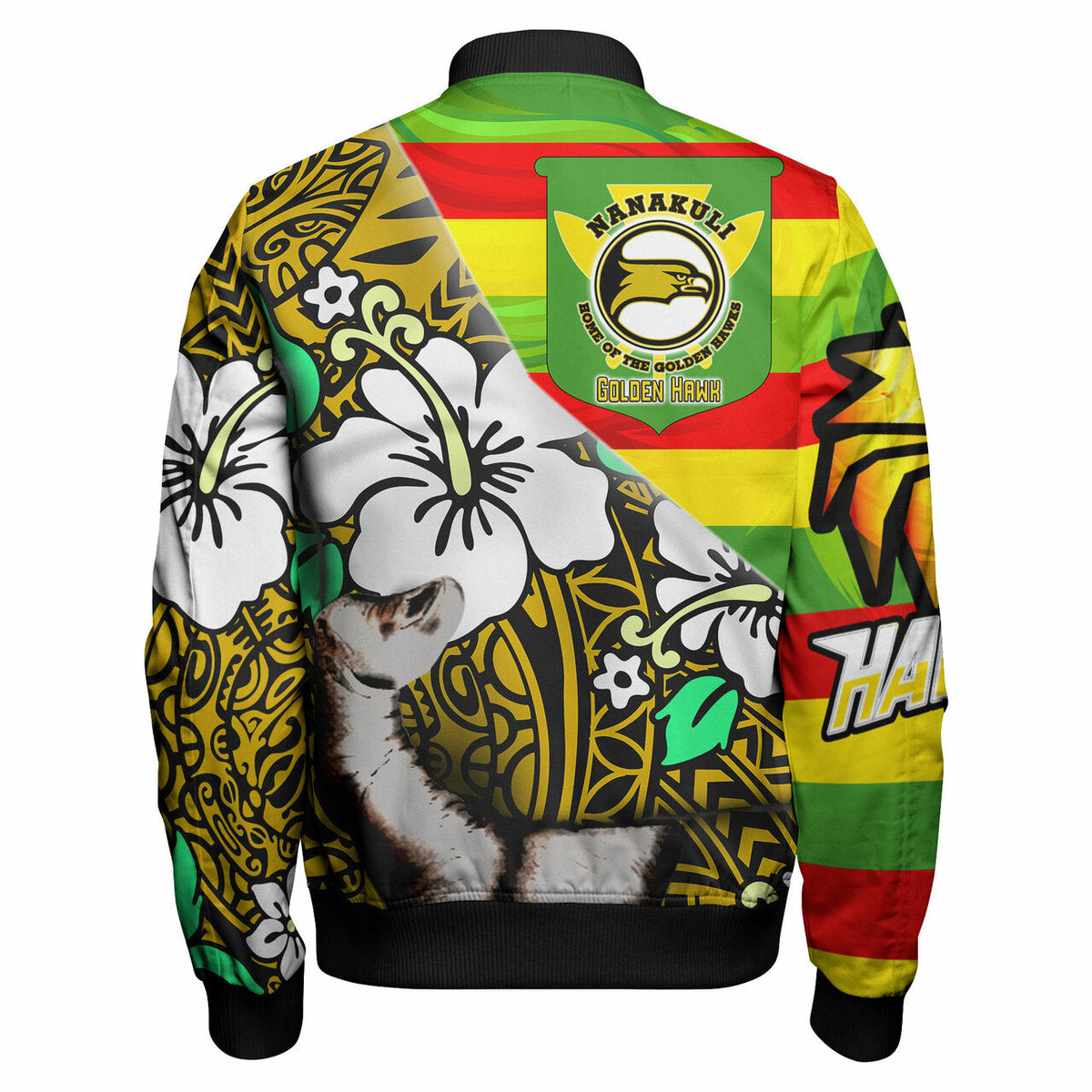Hawaii Nanakuli High & intermediate School Polynesian Patronage Bomber Jacket - The Golden Hawk Bloods in My Veins LT10 - Wonder Print Shop