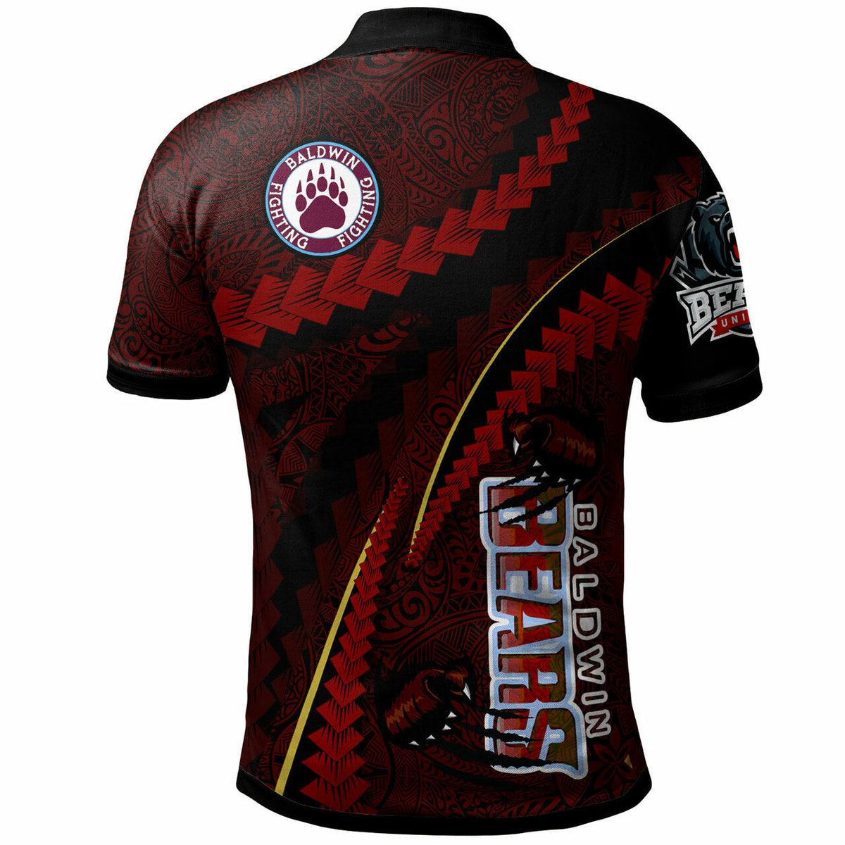 Hawaii Baldwin High School Custom Polynesian Polo Shirt Baldwin Super Bears Polynesian Tribal Pattern Scratch Style LT10 - Wonder Print Shop