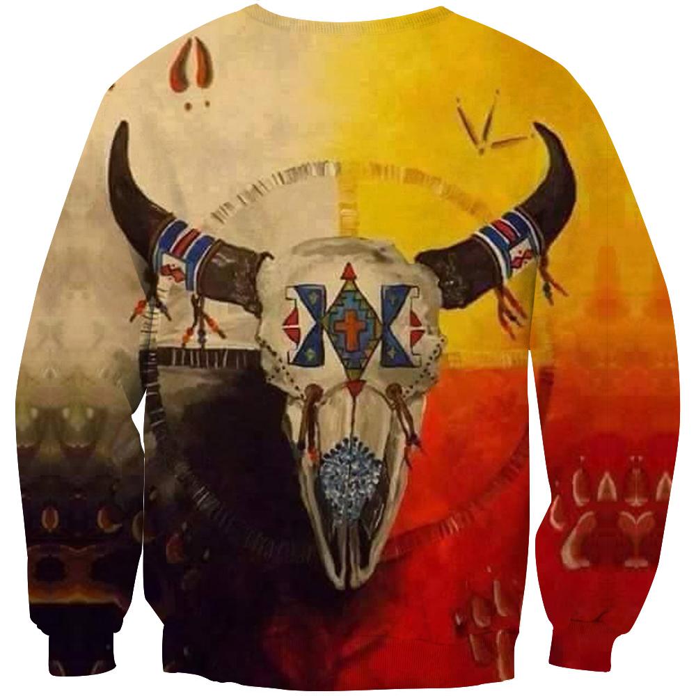 Bison Skull Unique Native American 3D Sweatshirt LT10 - Wonder Print Shop