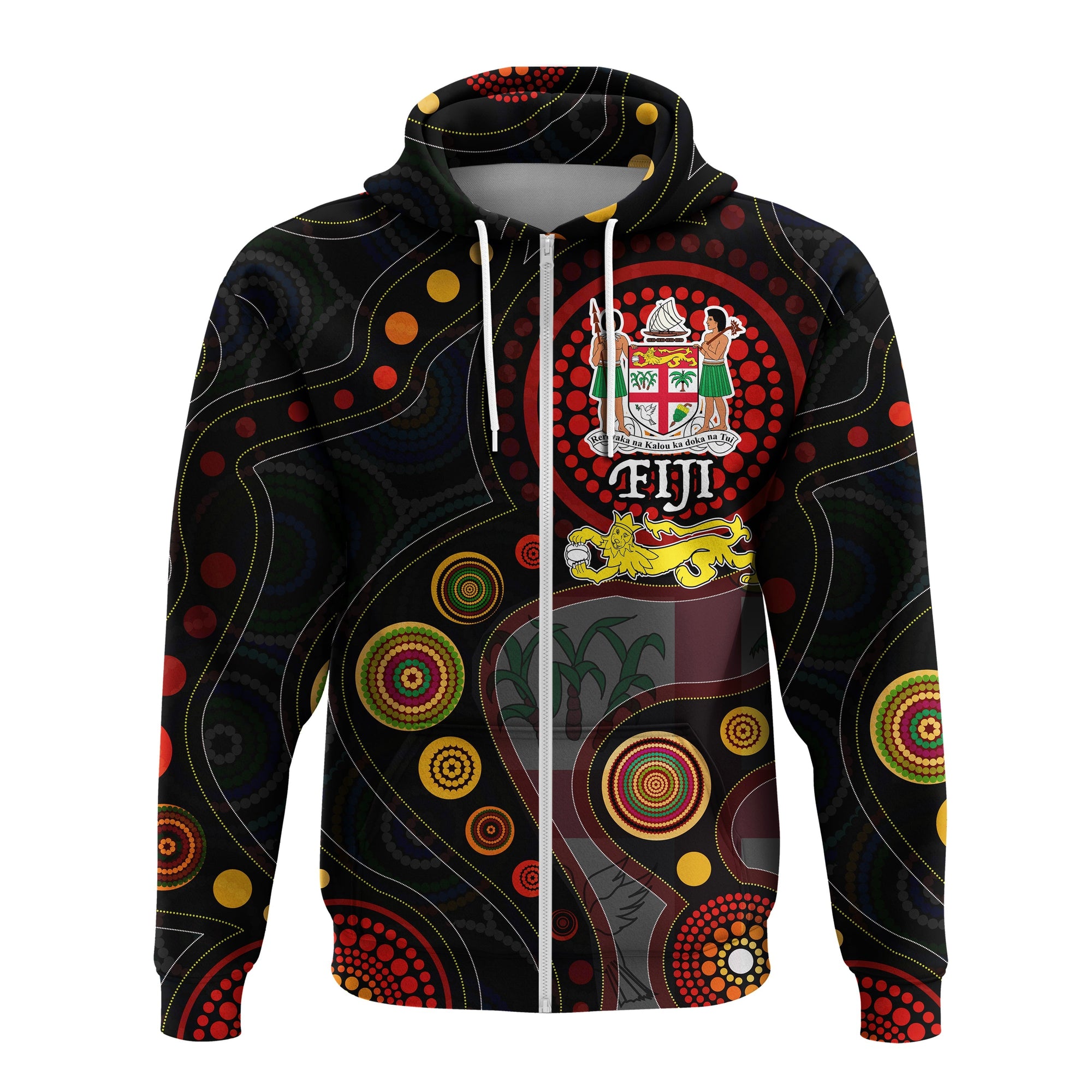 Fiji With Aboriginal Zip up Hoodie LT20 - Wonder Print Shop