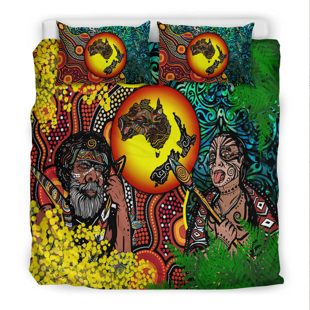 Australia Aboriginal Kangaroo Combine New Zealand Maori Kiwi Bird Bedding Set LT2 - Wonder Print Shop