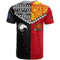 Black and red heritage T-shirt with Maori patterns, skull and bird eagle emblem
