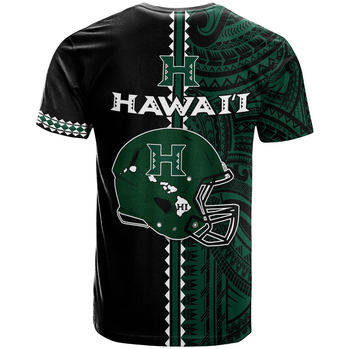 Hawaii Kakau Warrior Football T Shirt LT12 - Wonder Print Shop