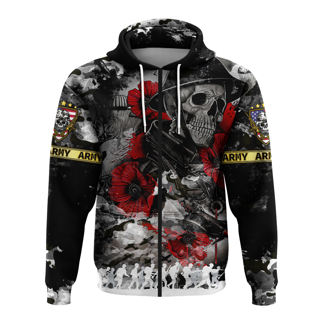 Skull Camo - U.S Army Undying Love For The Motherland Hoodie - LT2 - Wonder Print Shop