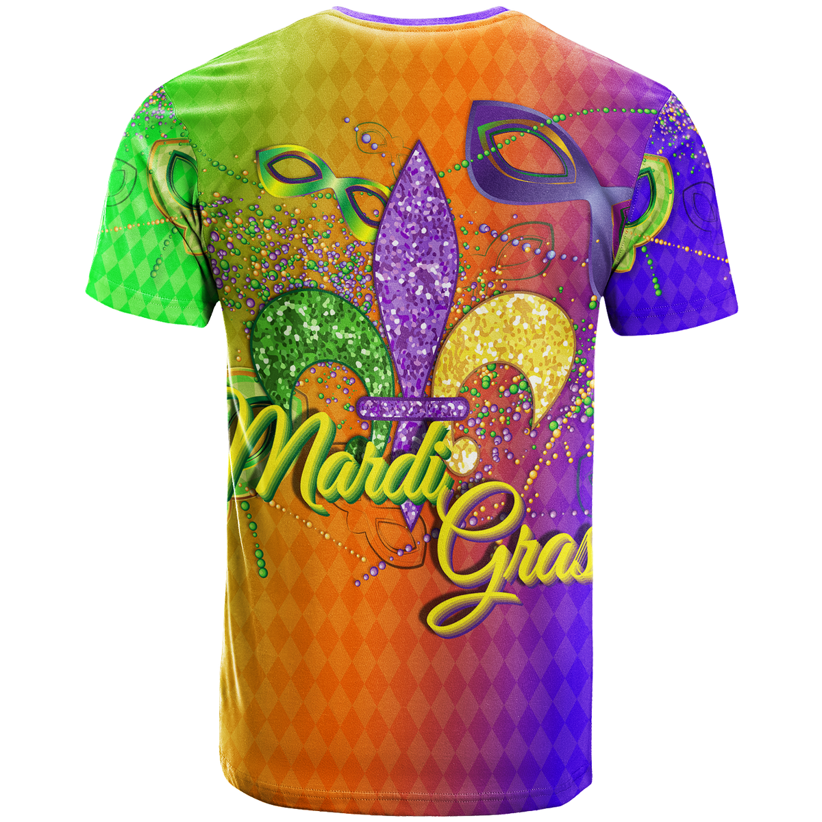 Mardi Gras Mask With Beads T Shirt LT12 - Wonder Print Shop