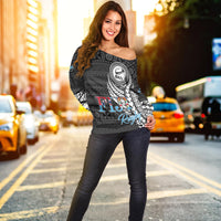 Fiji Rugby Bati Tapa Pattern Women Off Shoulder Sweater LT2 - Wonder Print Shop