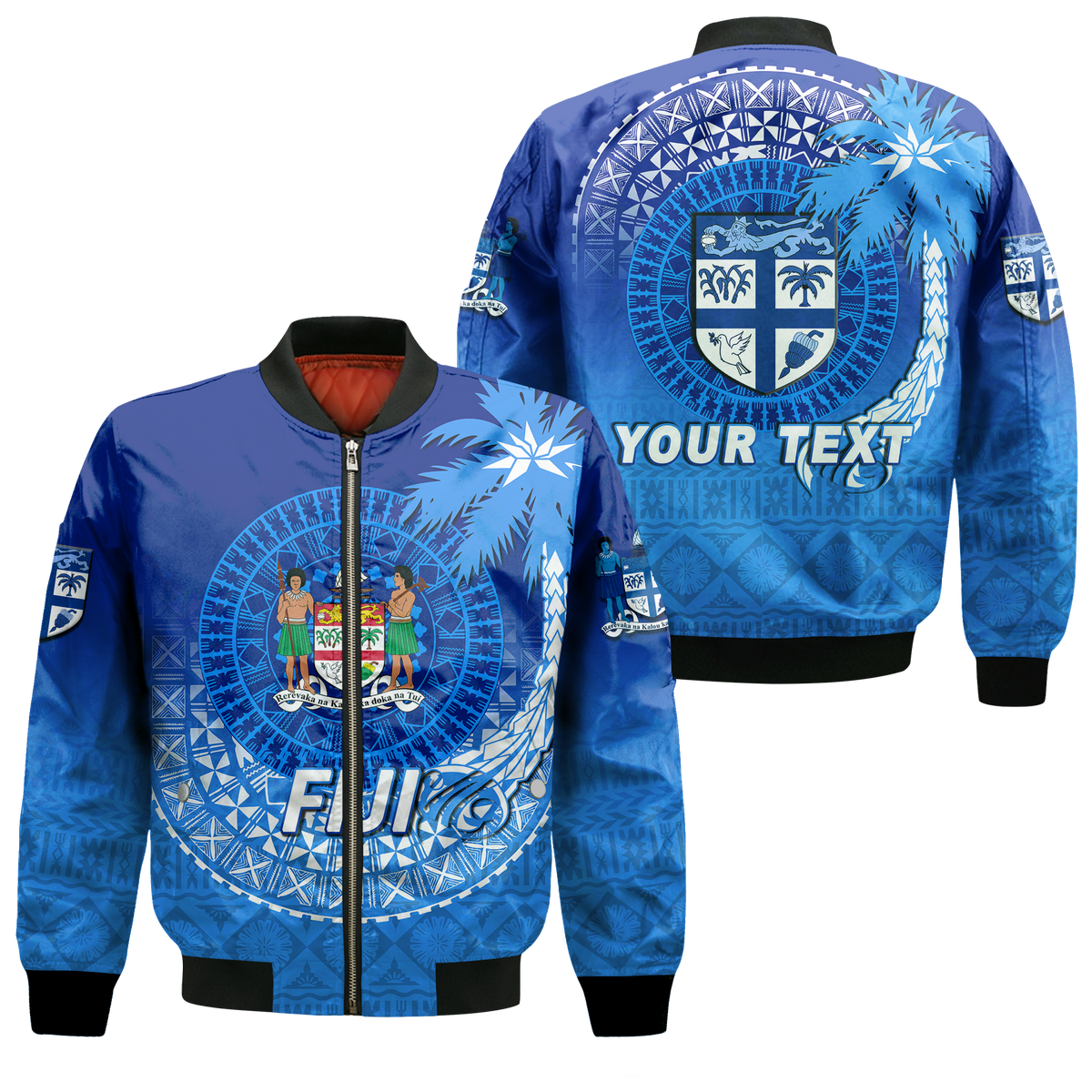 Custom Personalised Fiji Tapa Tribal Coconut Tree Bomber Jacket - LT12 - Wonder Print Shop