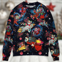 Chrismas Santa In The Space Ugly Christmas Sweater - Wonder Print Shop