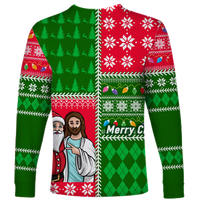 Santa With Jesus Christmas 2022 Ugly Style Long Sleeve Shirt - LT12 - Wonder Print Shop