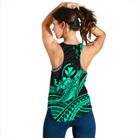 Hawaii Humpback Whale With Hibiscus Tribal Turquoise Women Tank Top LT12 - Wonder Print Shop