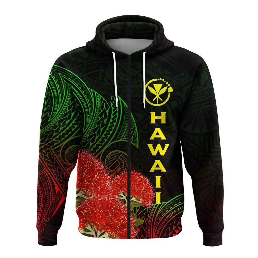 Hawaii Polynesian Zip Hoodie Ohia Lehua LT12 - Wonder Print Shop