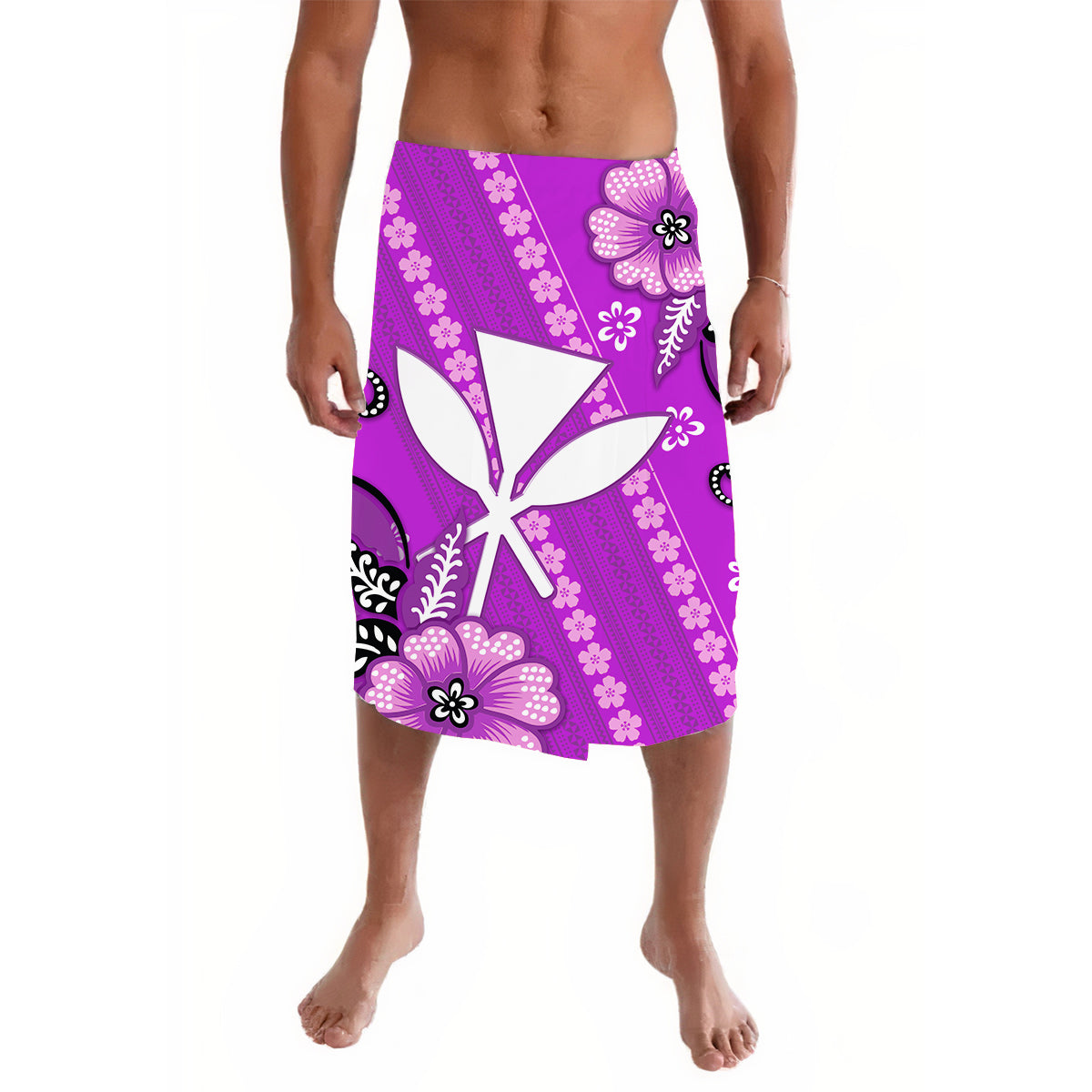 Hawaii Lavalava Kakau Tribal Purple Batik Floral LT13 - Wonder Print Shop