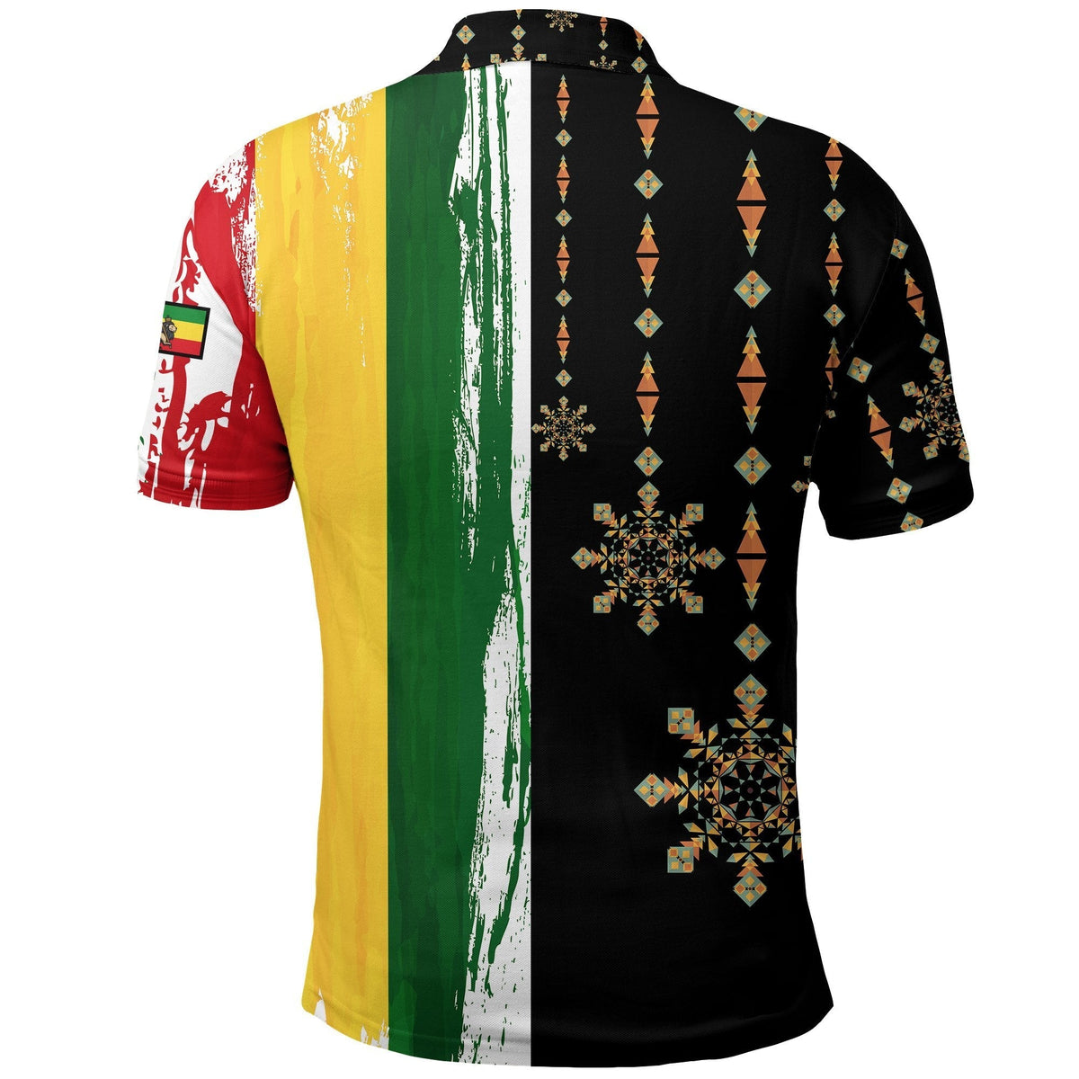 Ethiopia Polo Shirt Flags Color With Aztec Pattern LT20 - Wonder Print Shop