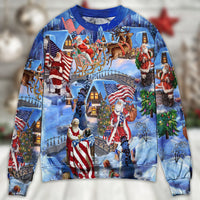 America Christmas Patriotic Santa Claus Ugly Christmas Sweater - Wonder Print Shop