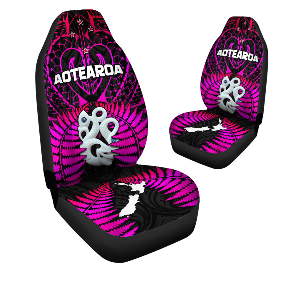 Aotearoa Fern Car Seat Covers New Zealand Hei Tiki Purple Style LT13 - Wonder Print Shop