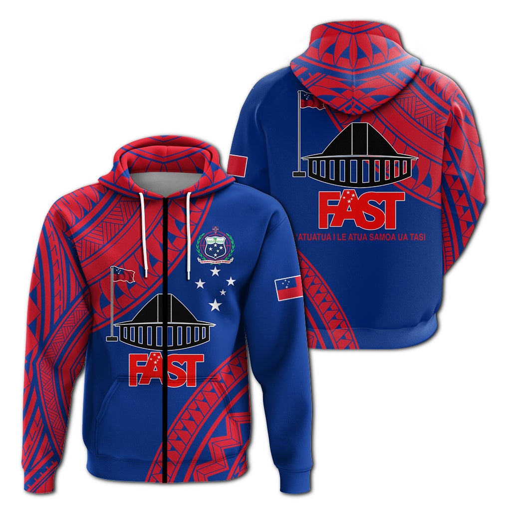 F.A.S.T Samoa Zip Up Hoodie Samoan Pattern LT12 - Wonder Print Shop