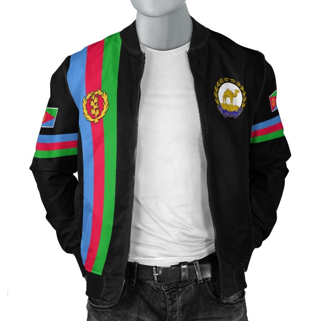 Eritrea Bomber Jacket Striped Black LT13 - Wonder Print Shop
