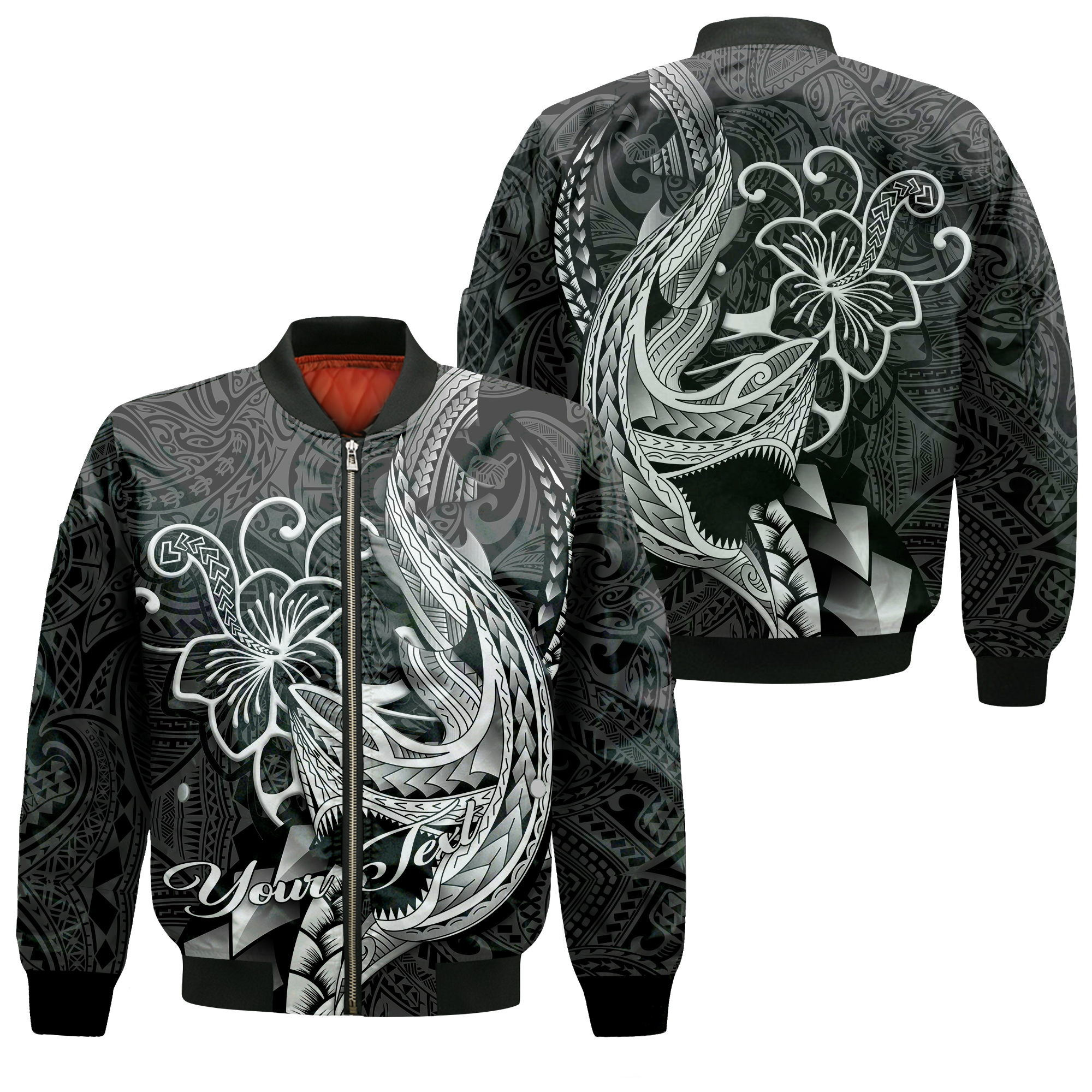 Custom Personalised Polynesian Shark Tattoo Hawaii Tribal Bomber Jacket LT12 - Wonder Print Shop