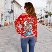 Hawaii Christmas Santas Surf Mele Kalikimaka Women Off Shoulder Sweater LT2 - Wonder Print Shop