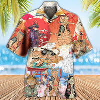 Samurai Cat Funny Art Japanese Hawaiian Shirt - Wonder Print Shop