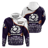 Scotland Rugby Union Hoodie Thistle Flower Purple Original LT20 - Wonder Print Shop