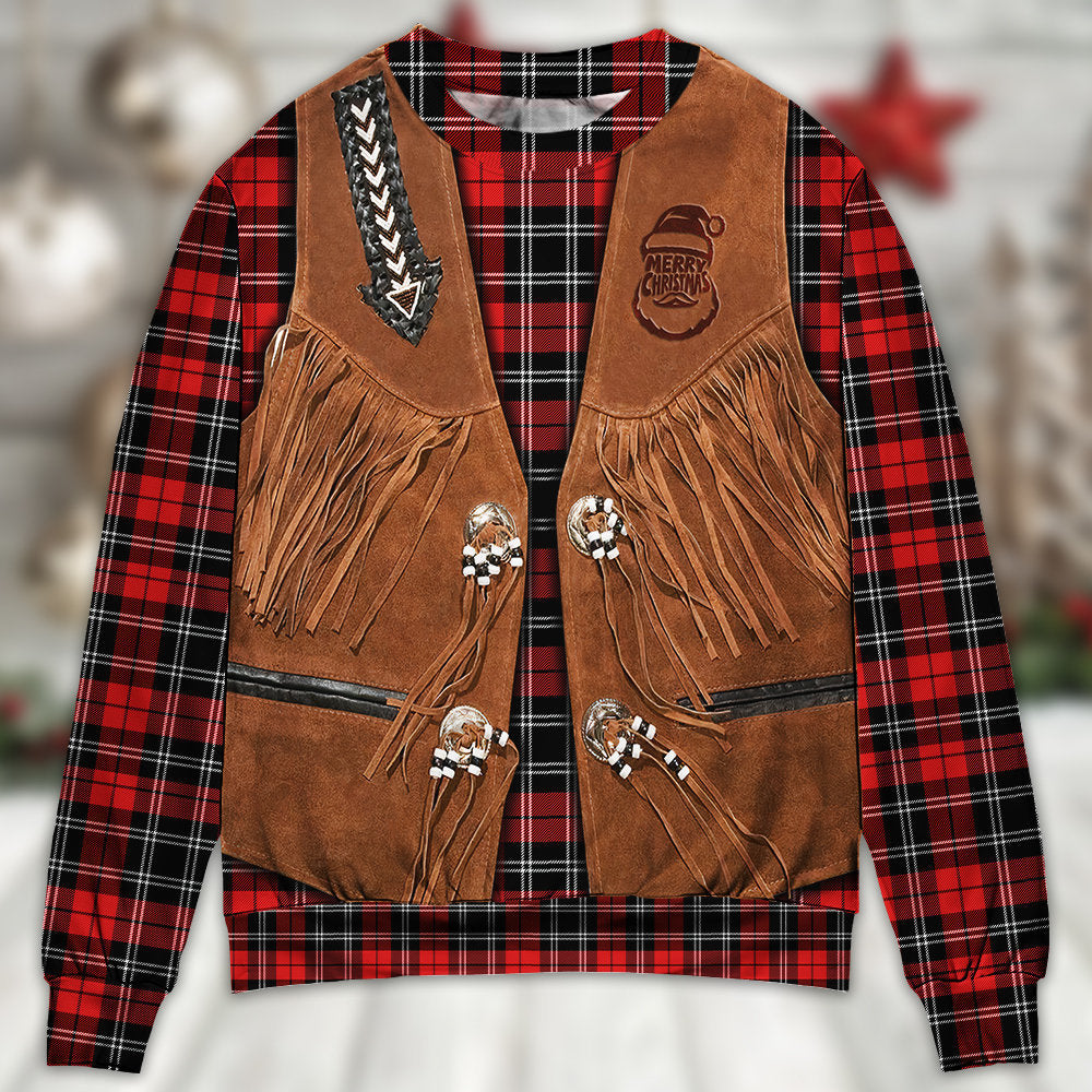 Santa Cowboy Christmas Vintage Style Ugly Christmas Sweater - Wonder Print Shop