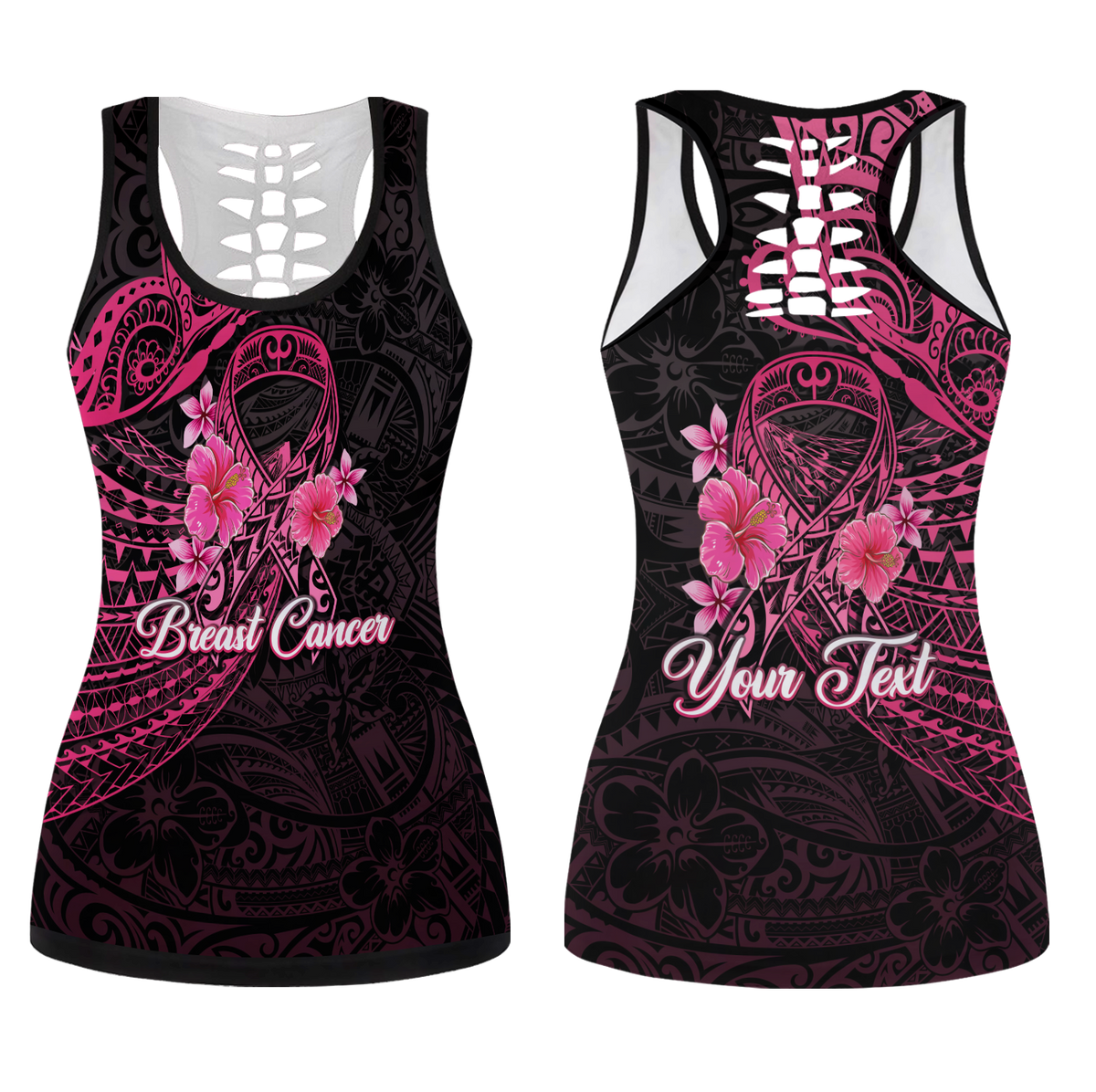 custom-personalised-breast-cancer-pink-ribbon-butterfly-polynesian-black-version-hollow-tank-top